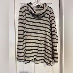 Sonoma Black and White Striped Cowl Neck Tunic Shirt